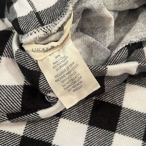 Lucky Brand Black/White Plaid Pajama Set Medium - Picture 4 of 6